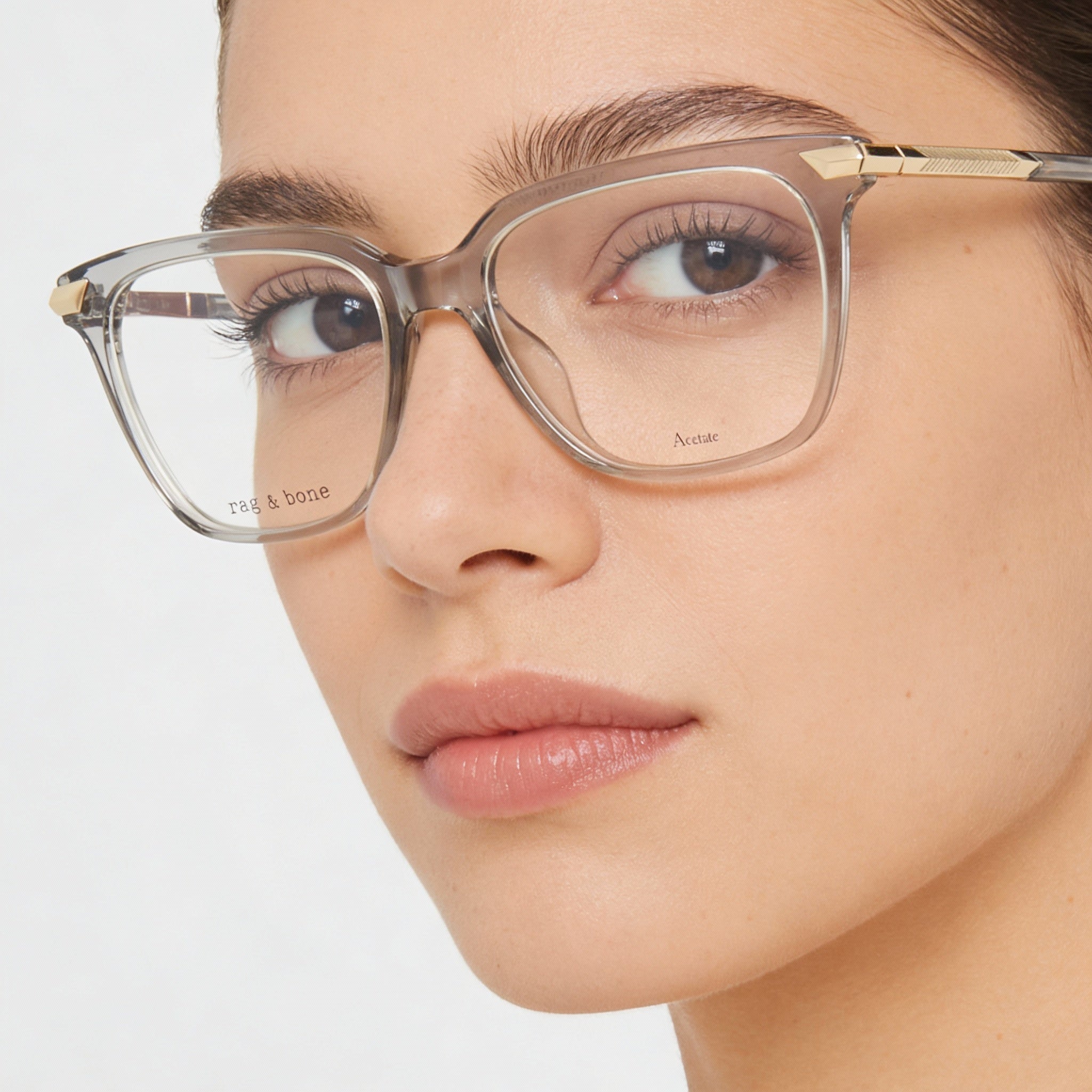 Rag & Bone RNB3055 Gray Rectangle Eyeglasses for Women, Acetate 51mm, Photo 4