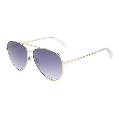 Rag & Bone RNB5052/G/S Gold Grey Aviator Sunglasses Unisex, Grey lens