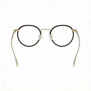 Rag & Bone RNB7025 Round Eyeglasses Unisex — side view, Gold Alloy Steel temples