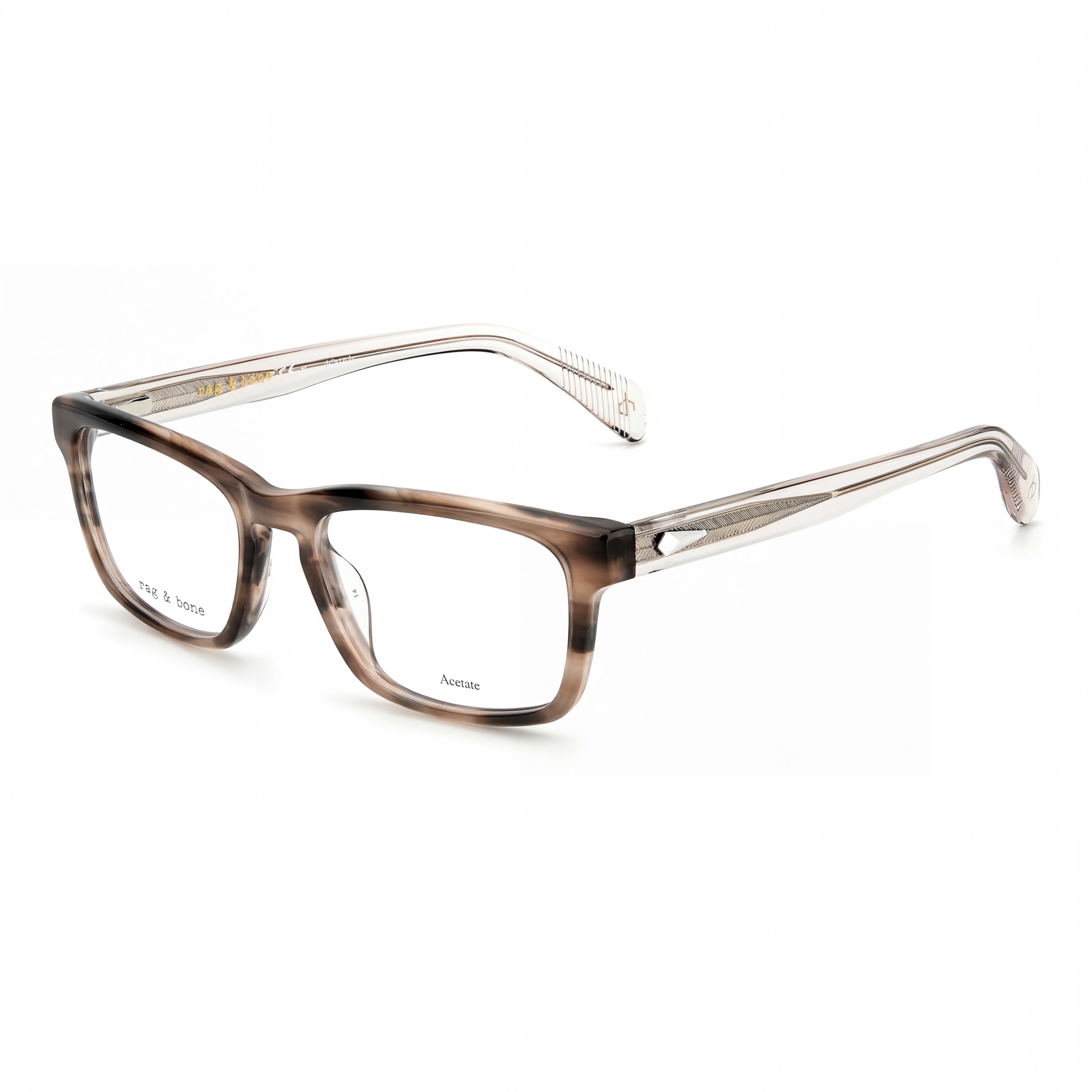 Rag & Bone RNB7045 Gafas Rectangulares Beige para Hombre, Acetato, Photo 1