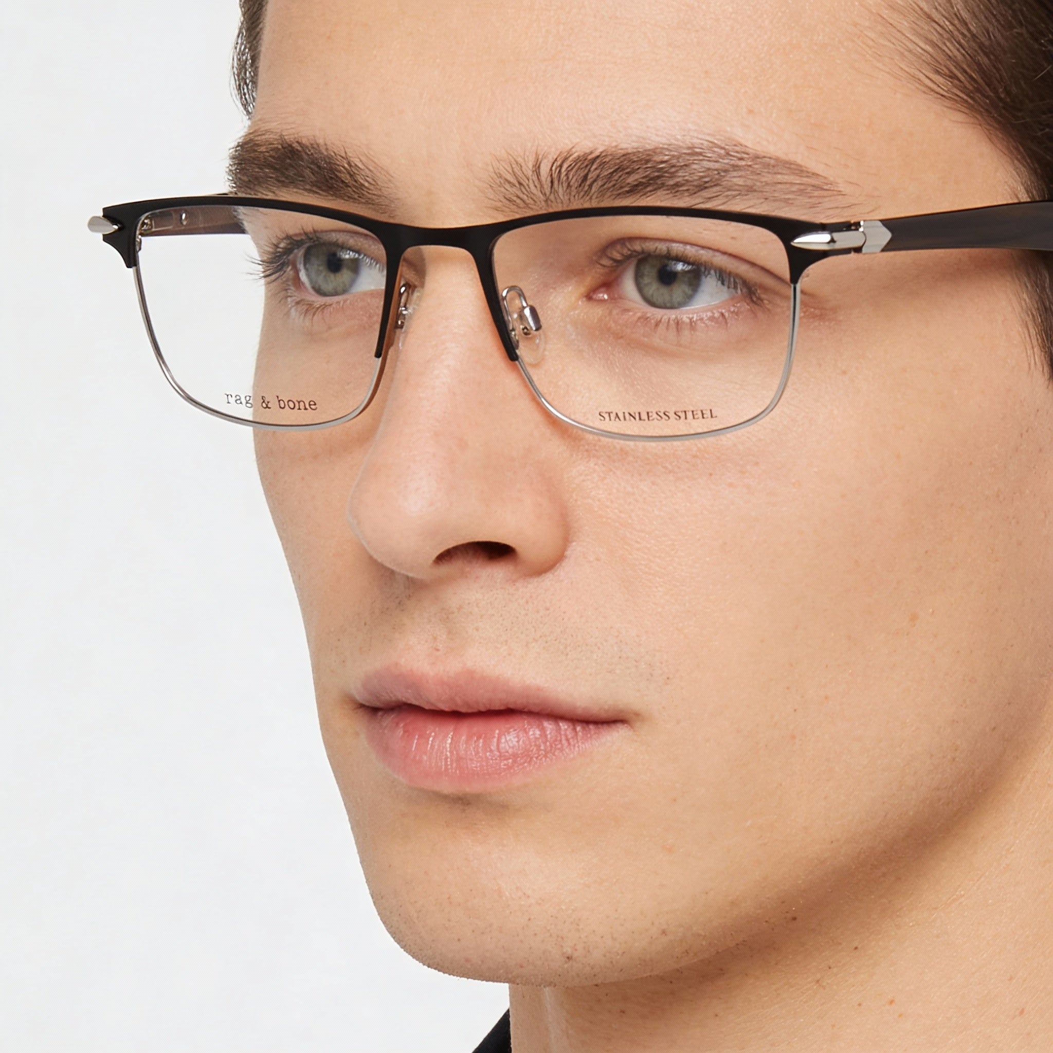 Gafas rectangulares Rag & Bone RNB7046 negras para hombre, 55 mm, Photo 3