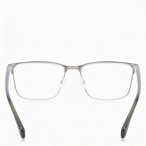 Rag & Bone RNB7051/G Rectangle Eyeglasses Men — side view, Silver Alloy Steel temples