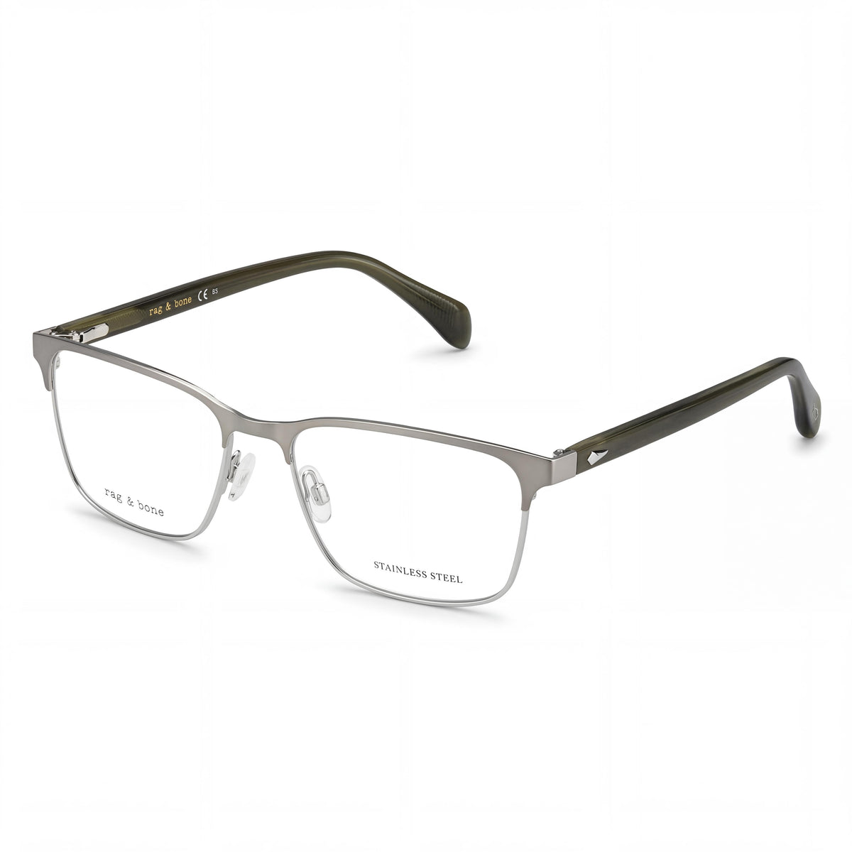 Rag & Bone Black Rectangle Eyeglasses for Men, 54mm, Photo 1