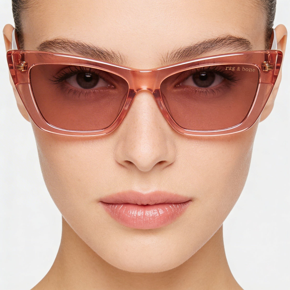 Gafas de sol rag & bone casual para mujer, montura de acetato rosa con lentes burdeos, protección UV, ligeras, aptas para lentes graduadas, 53 mm, Photo 4