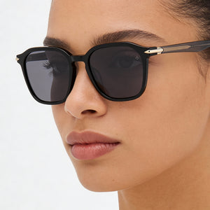 Rag & Bone Classic Square Sunglasses Women — side view, Non-Polarized Black lens