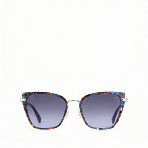 Rag & Bone Classic Rectangle Sunglasses Women — side view, Non-Polarized Blue lens
