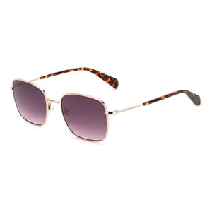 Rag & Bone Gold Square Sunglasses for Men, Grey Fuchsia lens