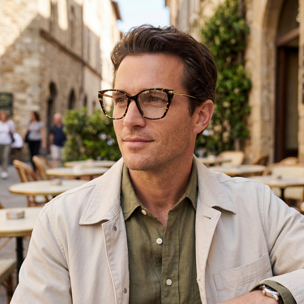 Gafas de sol cuadradas para hombre Rag & Bone Havana Gold, acetato de 53 mm, Photo 5