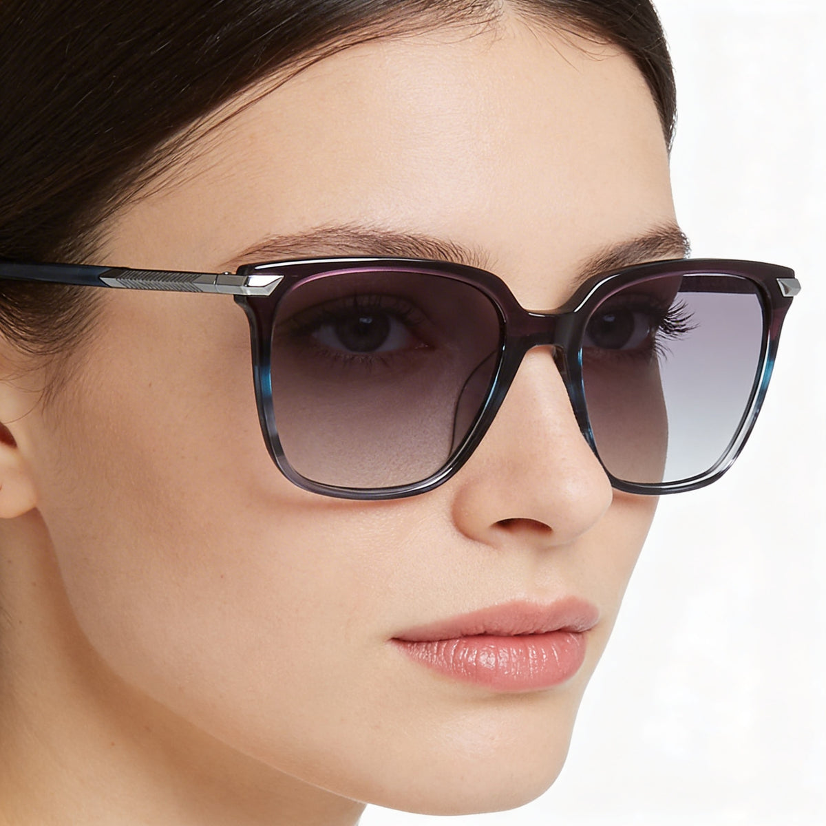 Gafas de sol cuadradas Rag & Bone Modern Blueviolhorn para mujer, 55 mm, Photo 5