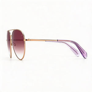 Rag & Bone Modern Aviator Sunglasses Women — side view, Non-Polarized Red Gold lens