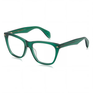 Rag & Bone Modern Transparent Green Square Eyeglasses for Women, Acetate frame