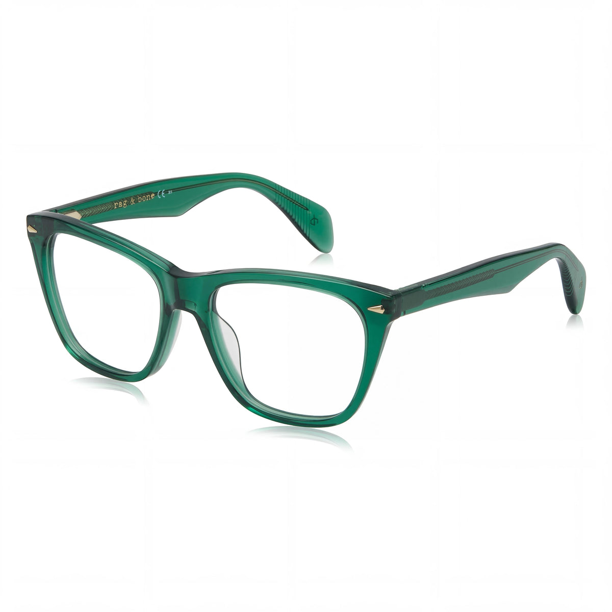 Gafas de sol para mujer Rag & Bone estilo ojo de gato en verde transparente moderno, 53mm, Photo 1