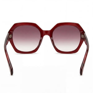 Rag & Bone Modern Heritage Geometric Sunglasses Women — side view, Non-Polarized Burgundy lens