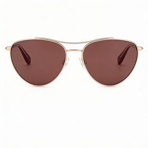 Rag & Bone Aviator Sunglasses Women — side view, Non-Polarized Red Gold lens
