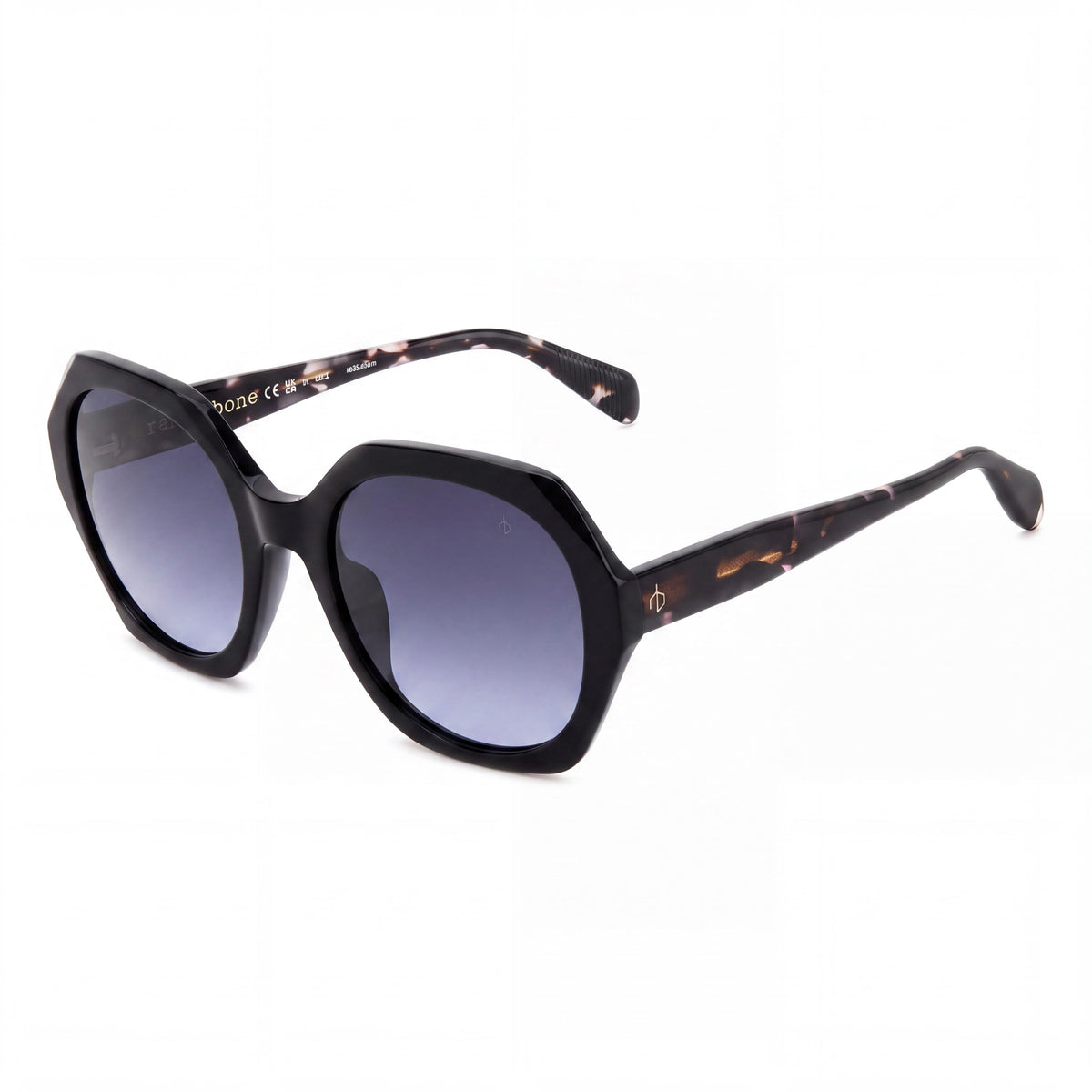 Gafas de sol cuadradas Rag & Bone RNB 1078/S para mujer, negro/gris, 55 mm, Photo 1