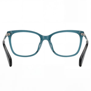 Rag & Bone Rnb 3010 Square Eyeglasses Women — side view, Blue Acetate temples