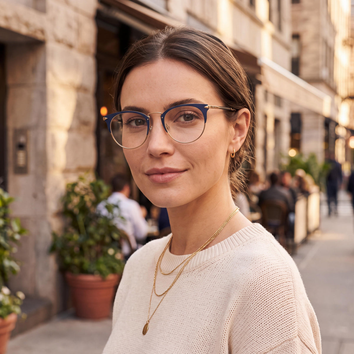 Gafas graduadas unisex Rag & Bone Rnb 3016 azul dorado ovaladas, 49 mm, Photo 4