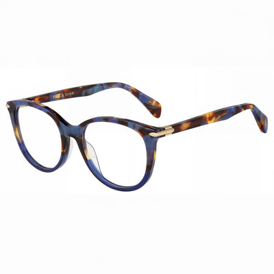 Rag & Bone Rnb 3023 Blue Round Eyeglasses for Women, Acetate frame