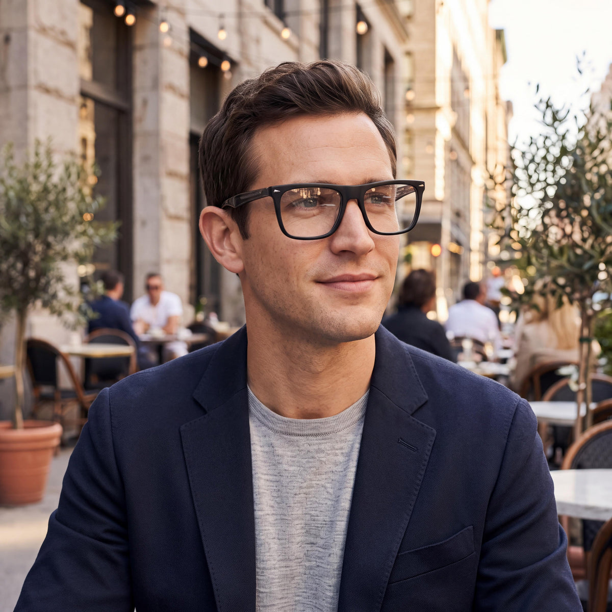 Gafas graduadas rectangulares para hombre Rag & Bone Rnb 7001 color gris oscuro, 55 mm, Photo 4