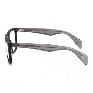 Rag & Bone Rnb 7001 Rectangle Eyeglasses Men — side view, Dark Gray Plastic temples