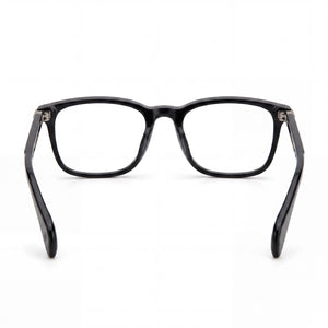Rag & Bone Rnb 7016 Rectangle Eyeglasses Unisex — side view, Black Acetate temples
