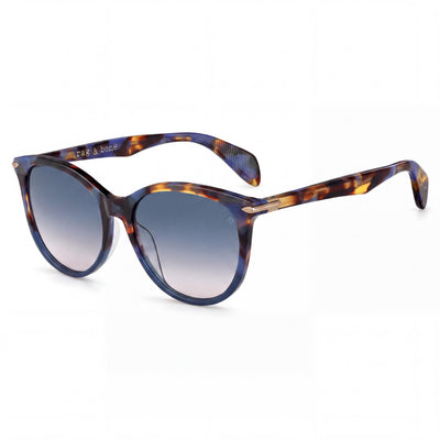 Rag & Bone Rnb1020/s Havana Square Sunglasses for Women, Blue Double Shade Peach lens