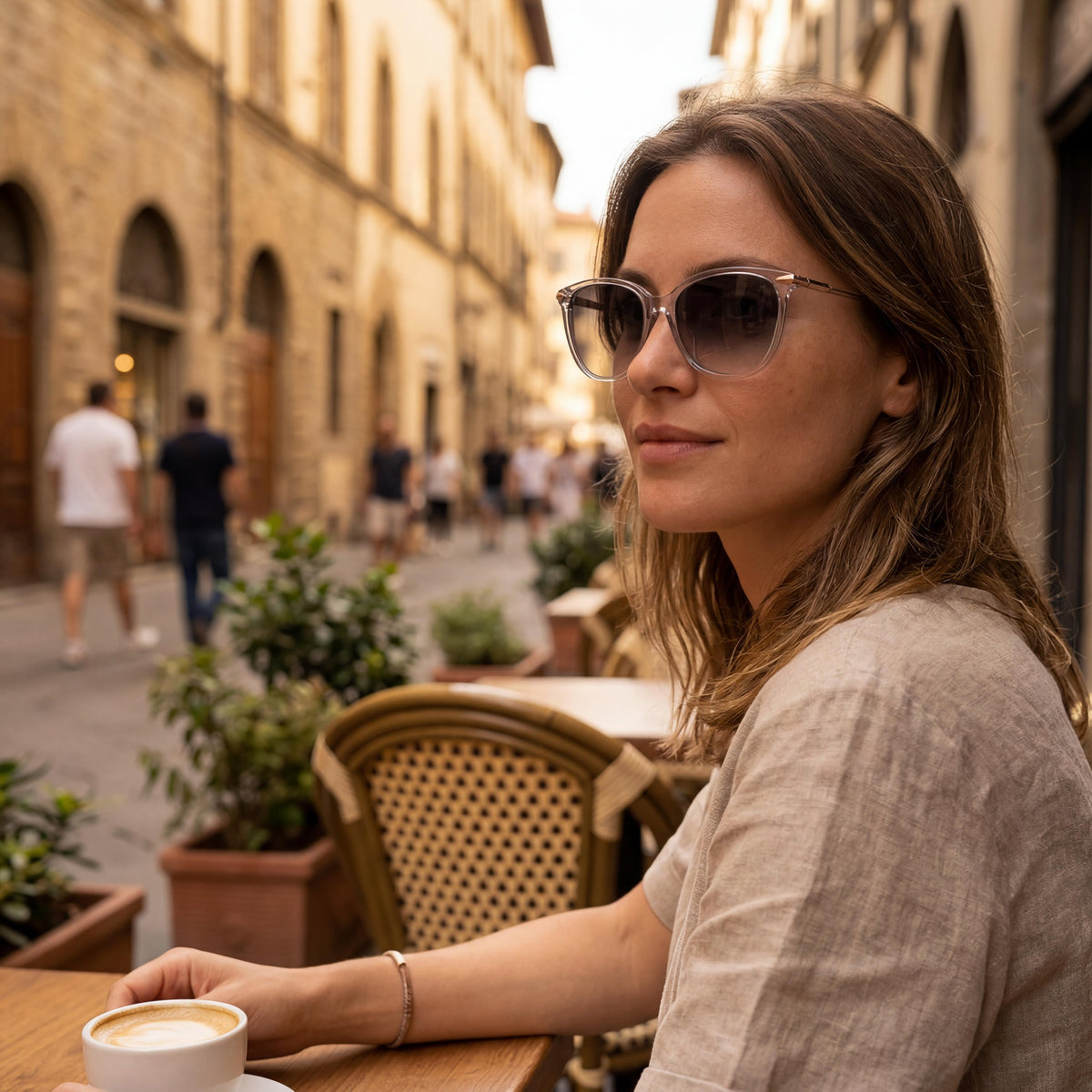 Gafas de sol rag &amp; bone Rnb1035s para mujer, de acetato plástico, color bronce cristal, con lentes degradados grises y protección UV, 55 mm, Photo 6