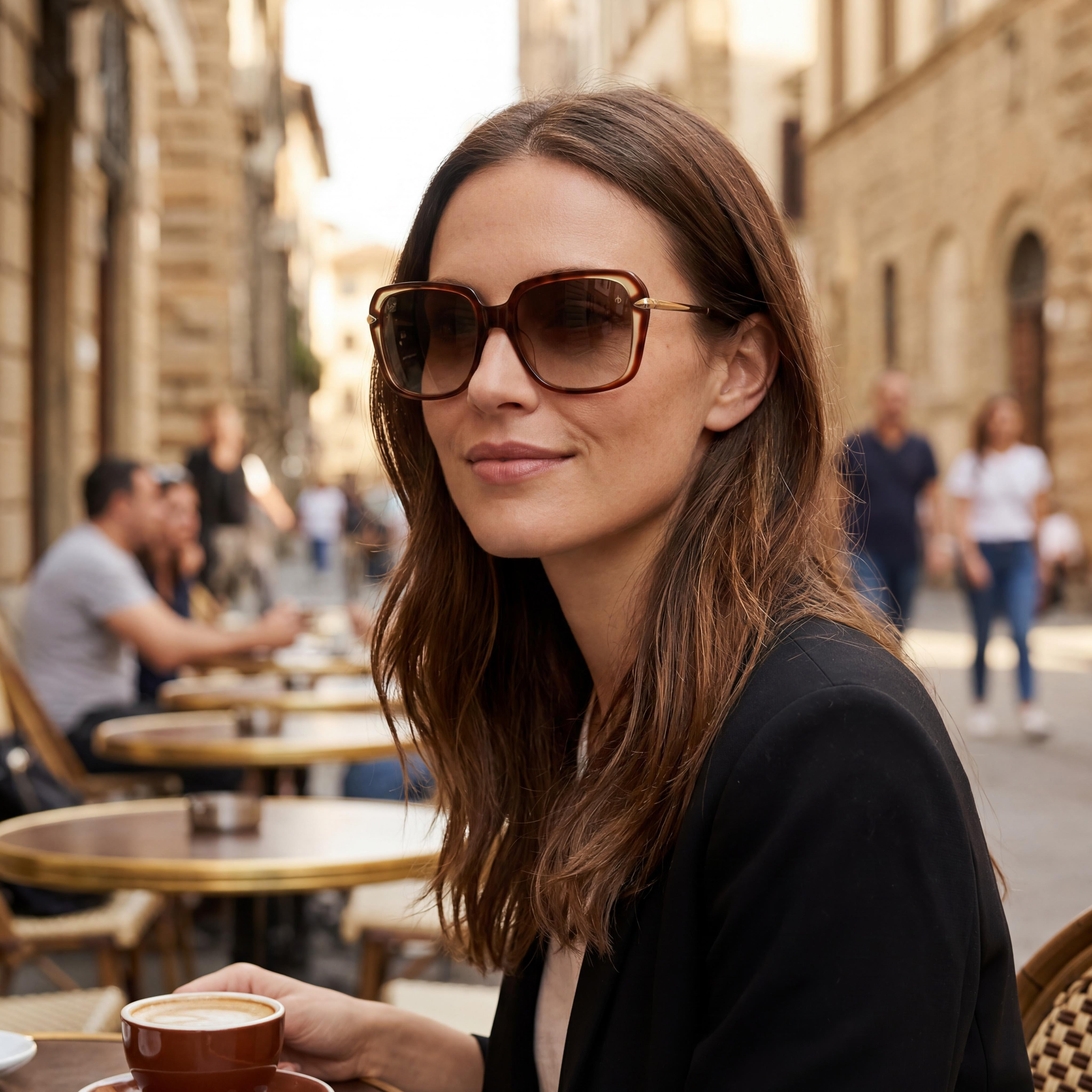 Gafas de sol cuadradas modernas de acetato Havana para mujer de Rag & Bone con protección UV 57-18-145, Photo 6