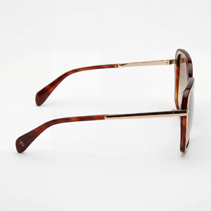 Rag & Bone Rnb1059/g/s Square Sunglasses Women — side view, Non-Polarized Havana lens