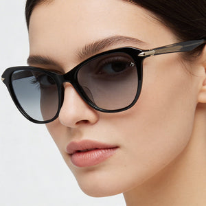 Rag & Bone Rnb1060/s Cat Eye Sunglasses Women — side view, Non-Polarized Black lens