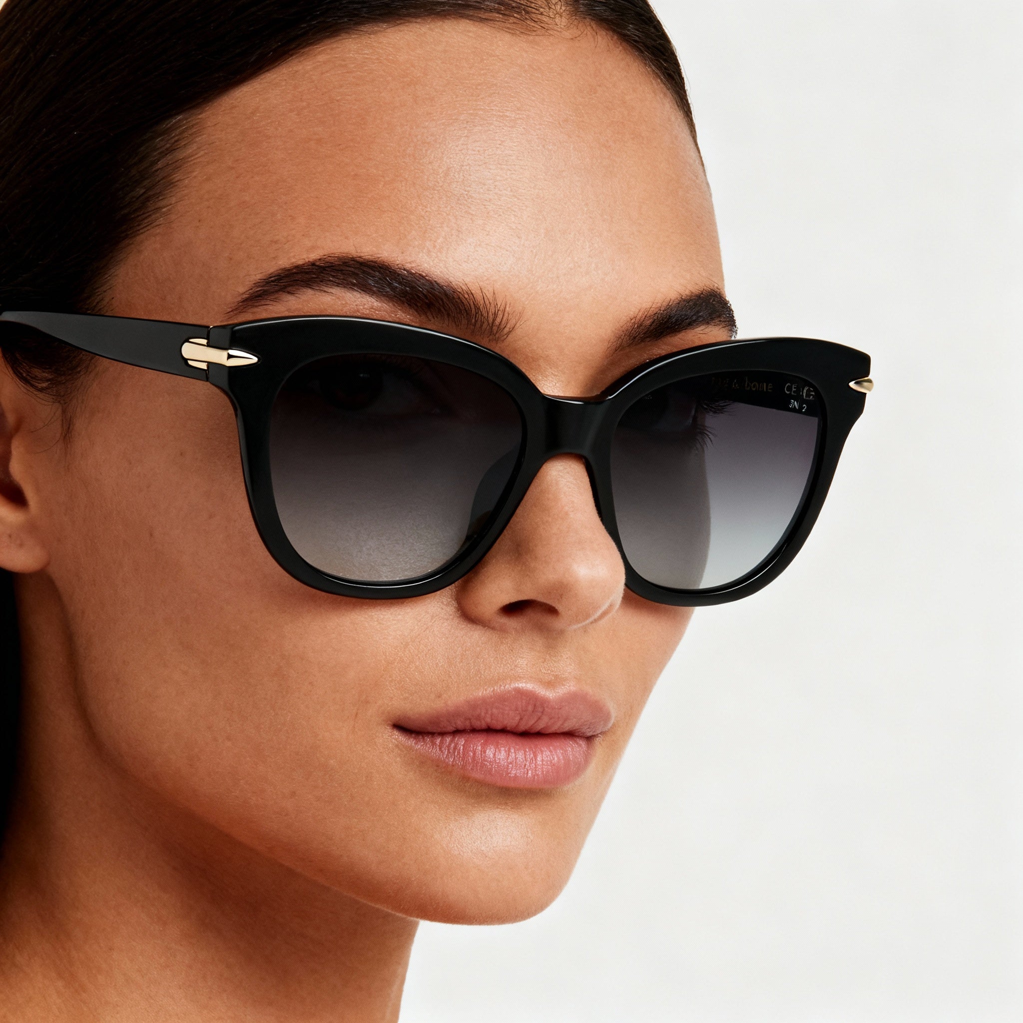 Rag & Bone RNB1088/G/S Black Rectangle Sunglasses for Women, 55mm, Photo 4