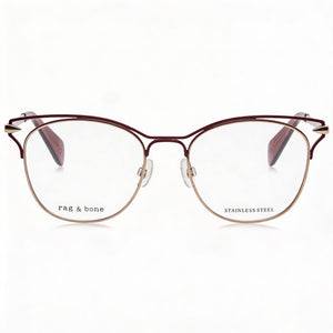 Rag & Bone Rnb3019 Rectangle Eyeglasses for Women — front view, Alloy Steel