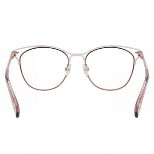 Rag & Bone Rnb3019 Cat Eye Eyeglasses Women — side view, Pink Alloy Steel temples
