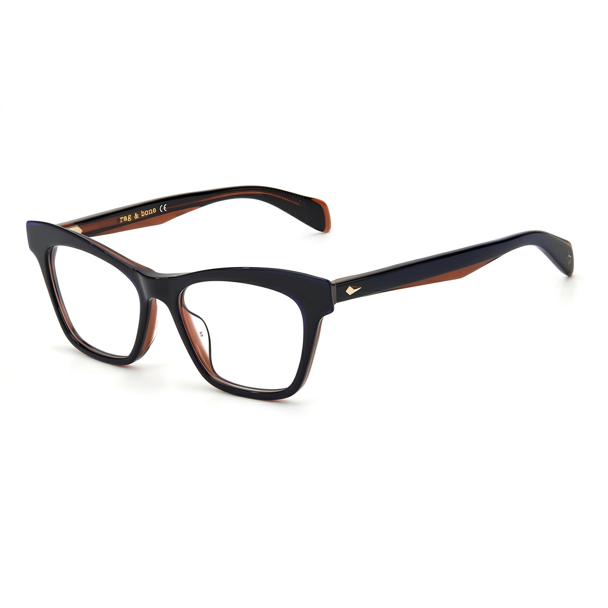 Rag & Bone Rnb3035 Blue Rectangle Eyeglasses Unisex, Plastic 51mm, Photo 1
