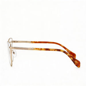 Rag & Bone RNB3037 Cat Eye Eyeglasses Women — side view, Gold Stainless Steel temples