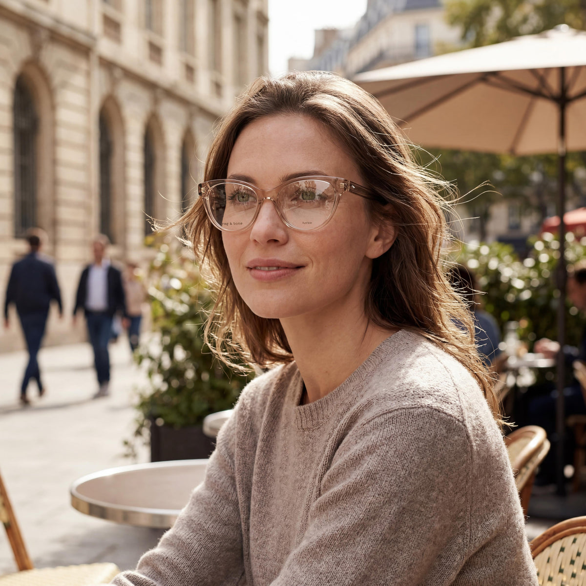 Gafas graduadas para mujer Rag & Bone RNB3048 ojo de gato en beige, 51 mm, Photo 5