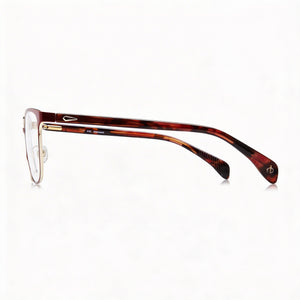 Rag & Bone Rnb3058/g Rectangle Eyeglasses Women — side view, Burgundy Red Alloy Steel temples
