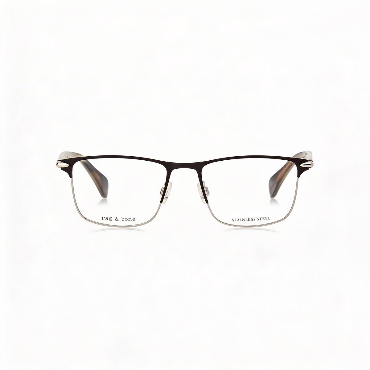 Gafas graduadas rectangulares Rag & Bone Rnb7046 Black Greyhorn para hombre, 53mm, Photo 2