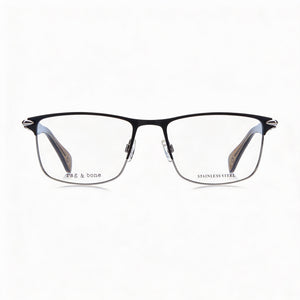 Rag & Bone RNB7046 Rectangle Eyeglasses for Men — front view, Stainless Steel