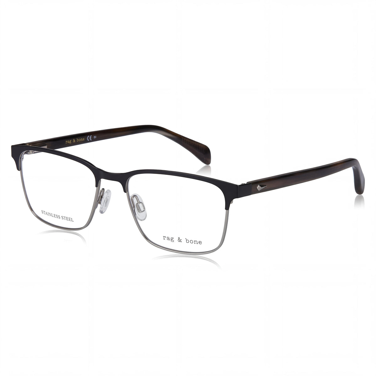 Rag & Bone Rnb7051/g Black Rectangle Eyeglasses for Men, 56mm, Photo 1