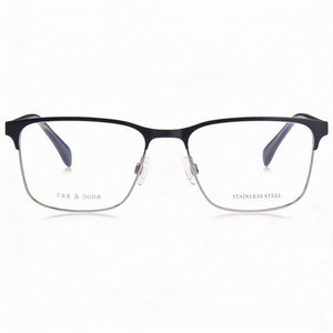 Rag & Bone Rnb7051/g Rectangle Eyeglasses Men — side view, Black Alloy Steel temples