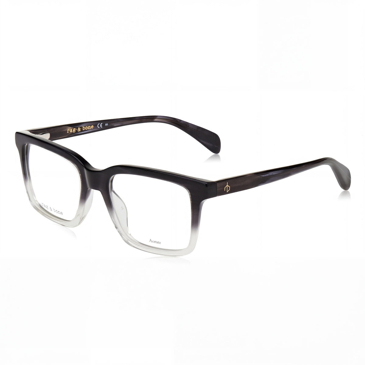 Rag & Bone Rnb7053/g Black Rectangle Eyeglasses for Men, Plastic 53mm, Photo 1