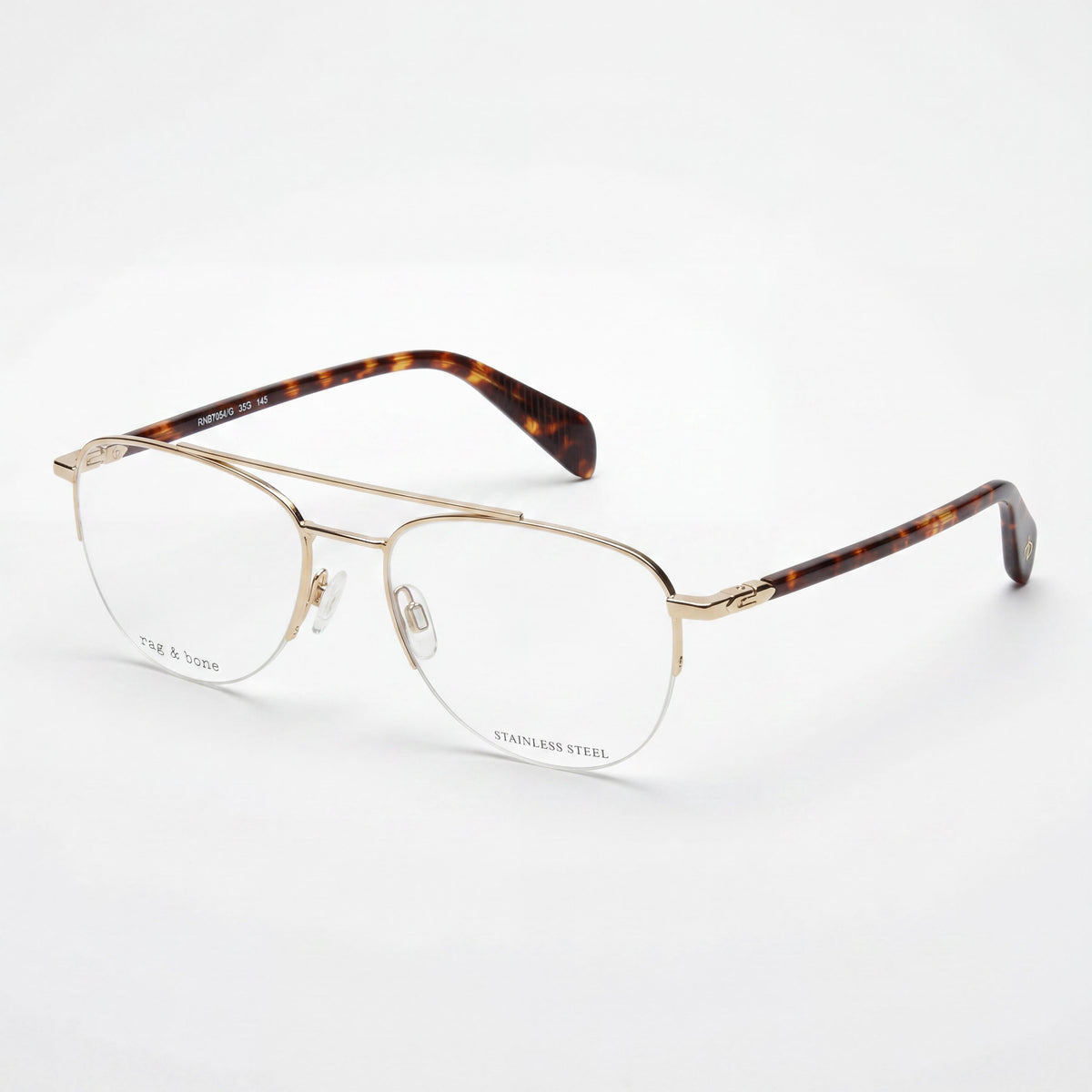 Gafas de aviador Rag & Bone RNB7054/G doradas unisex, acero de aleación 54 mm, Photo 1