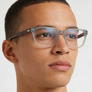 Rag & Bone RNB7060/G Rectangle Eyeglasses Men — side view, Gray Ecological oil temples