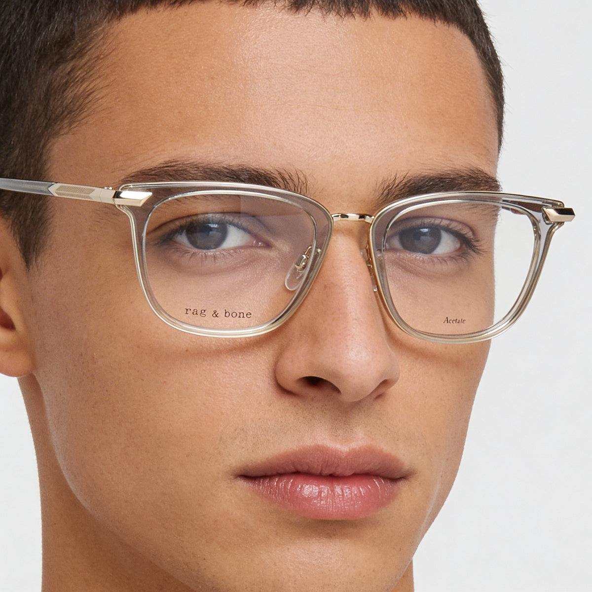 Rag & Bone Rnb8001 Grey Rectangle Eyeglasses for Men, Acetate 51mm, Photo 4