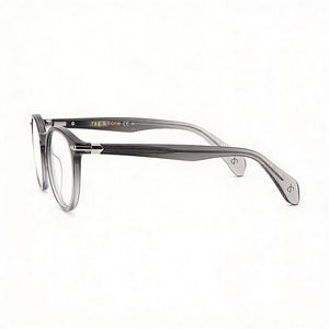 Rag & Bone Rnb8003 Round Eyeglasses Women — side view, Black Shaded Crystal Acetate temples