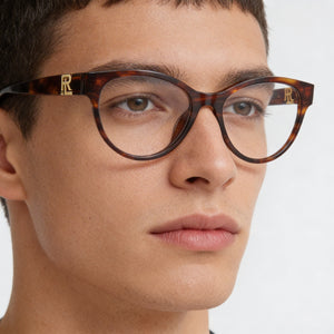 Ralph Lauren Rl 6238u Oval Eyeglasses Men — side view, Havana Acetate temples