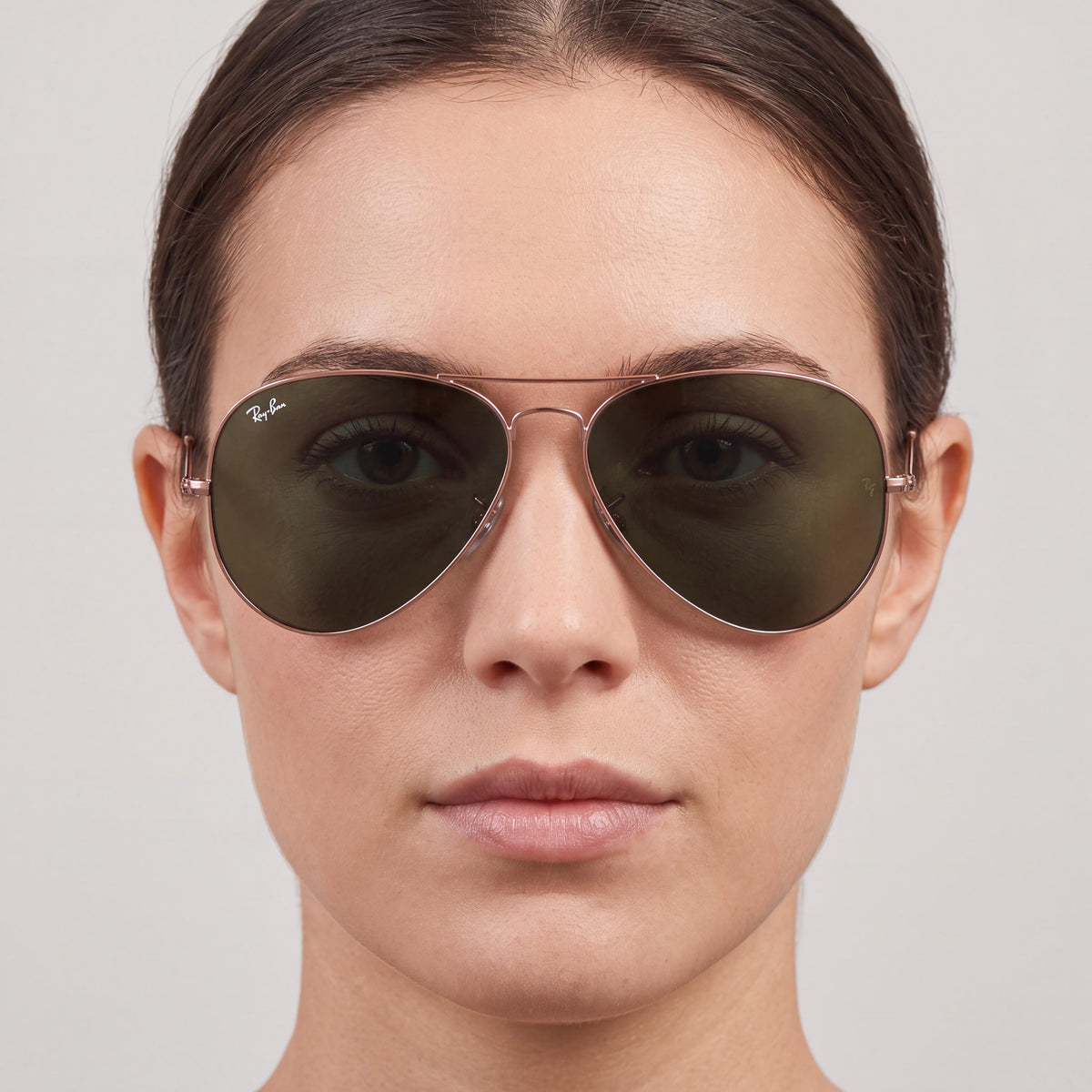 Ray-Ban 0RB3025 Aviator Rose Gold/Green Sunglasses for Women, 62mm, Photo 3
