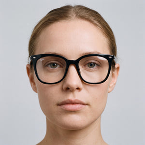 Ray-Ban Rx4379vd Rectangle Eyeglasses Women — side view, Black Injected temples