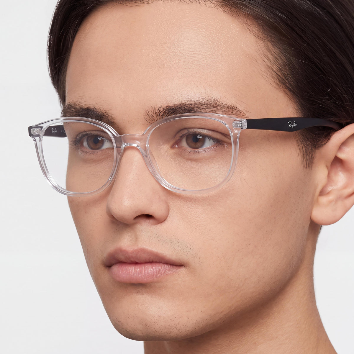 Montura de gafas graduadas Ray-Ban RY1598 para niños unisex, con material de propionato en color negro transparente, lentes de 49 mm, Photo 4